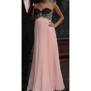 Tony Bowls Pink Beaded Pleated Skirt Prom Dress